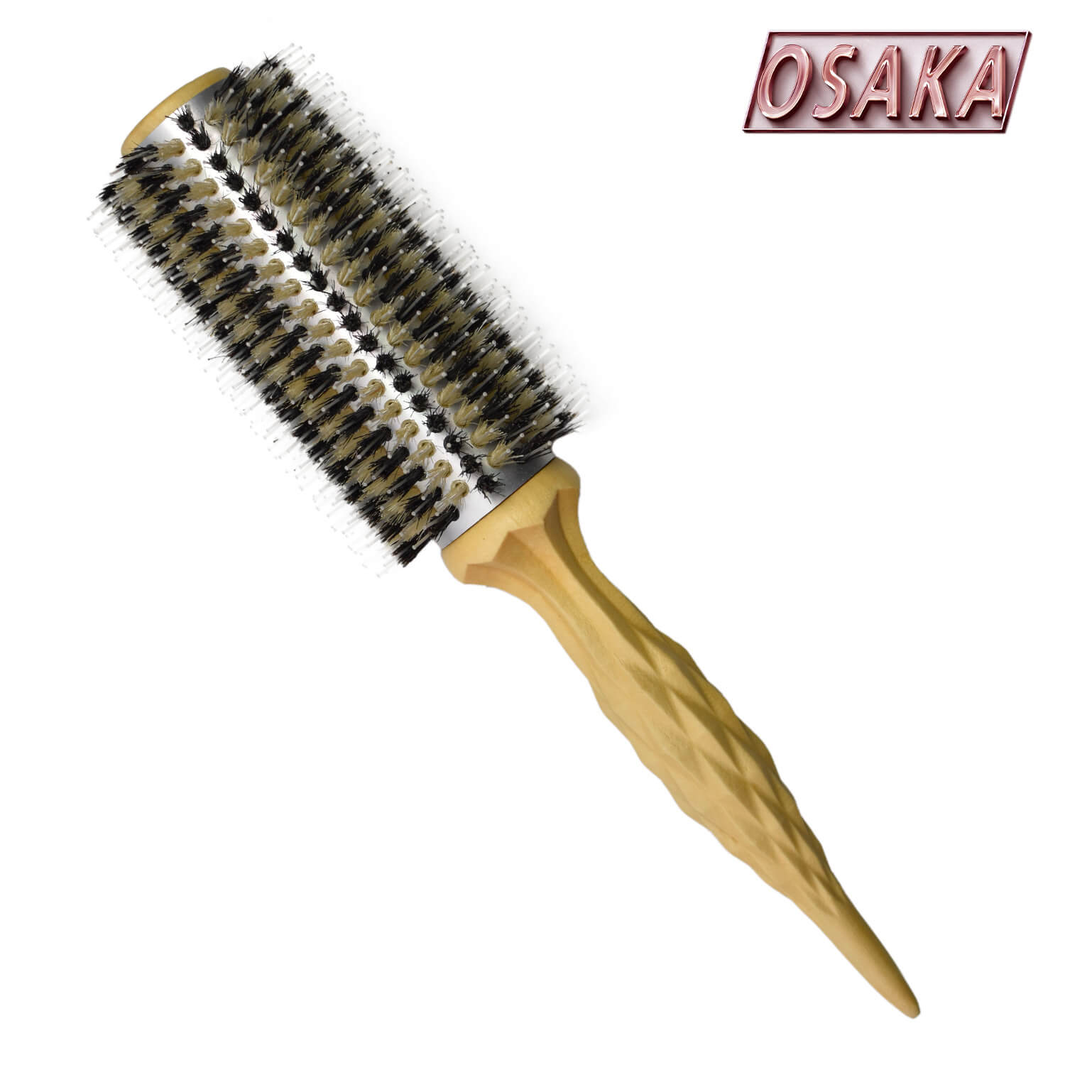 brosse ronde osaka kara en poil de sanglier noir et poils nylon mixtes grand diamètre