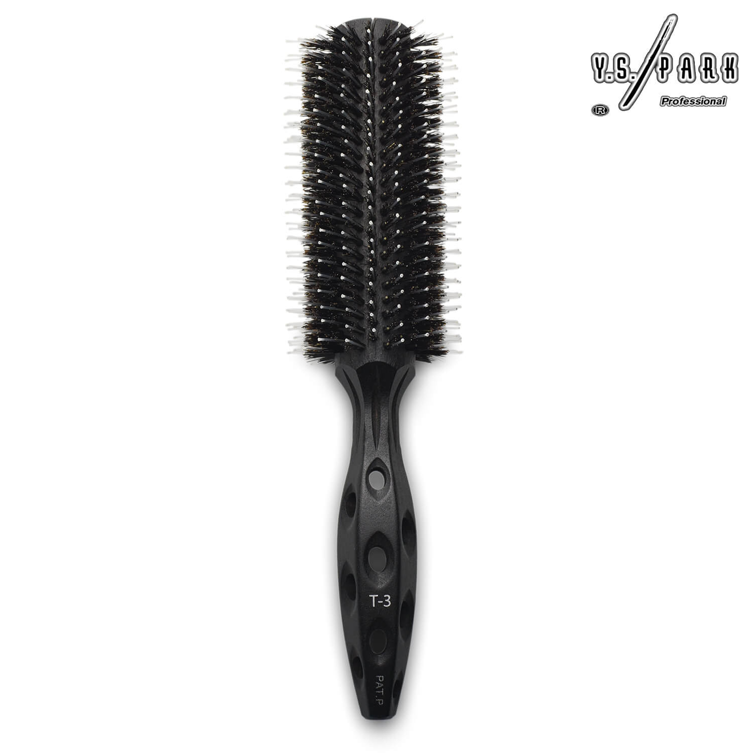 brosse yspark noir en poils de sanglier et nylon tiger t5 pour brushing and lissage de cheveux