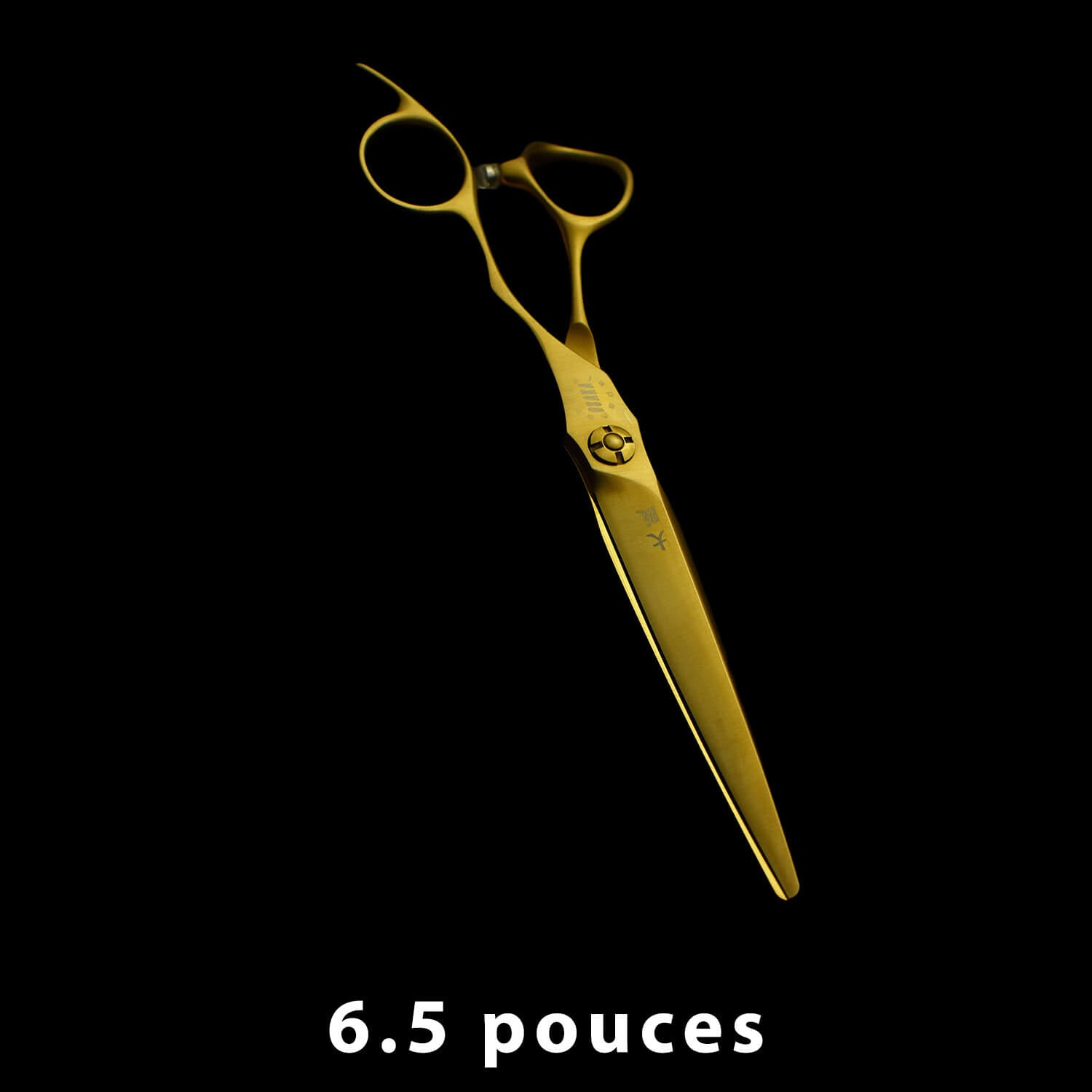 Ciseaux professionnels OSAKA MT Gold 6.5 pouces – lame longue dorée, manche ergonomique et repose-doigt incurvé