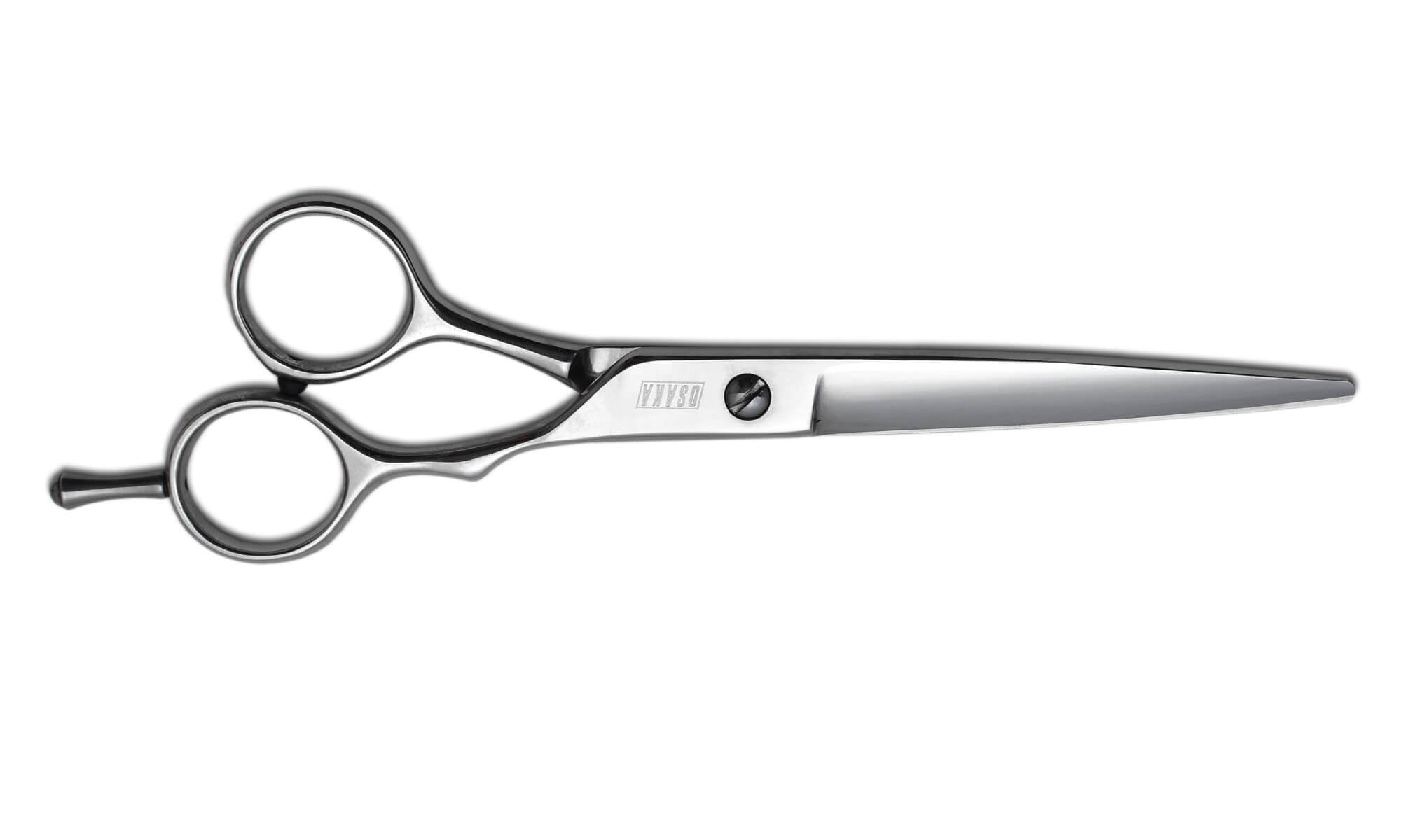 ciseaux osaka avec une lame fine et longue pour tout travaux de barbering et de coupe homme. Le manche est décalé permettant plus d'ergonomie