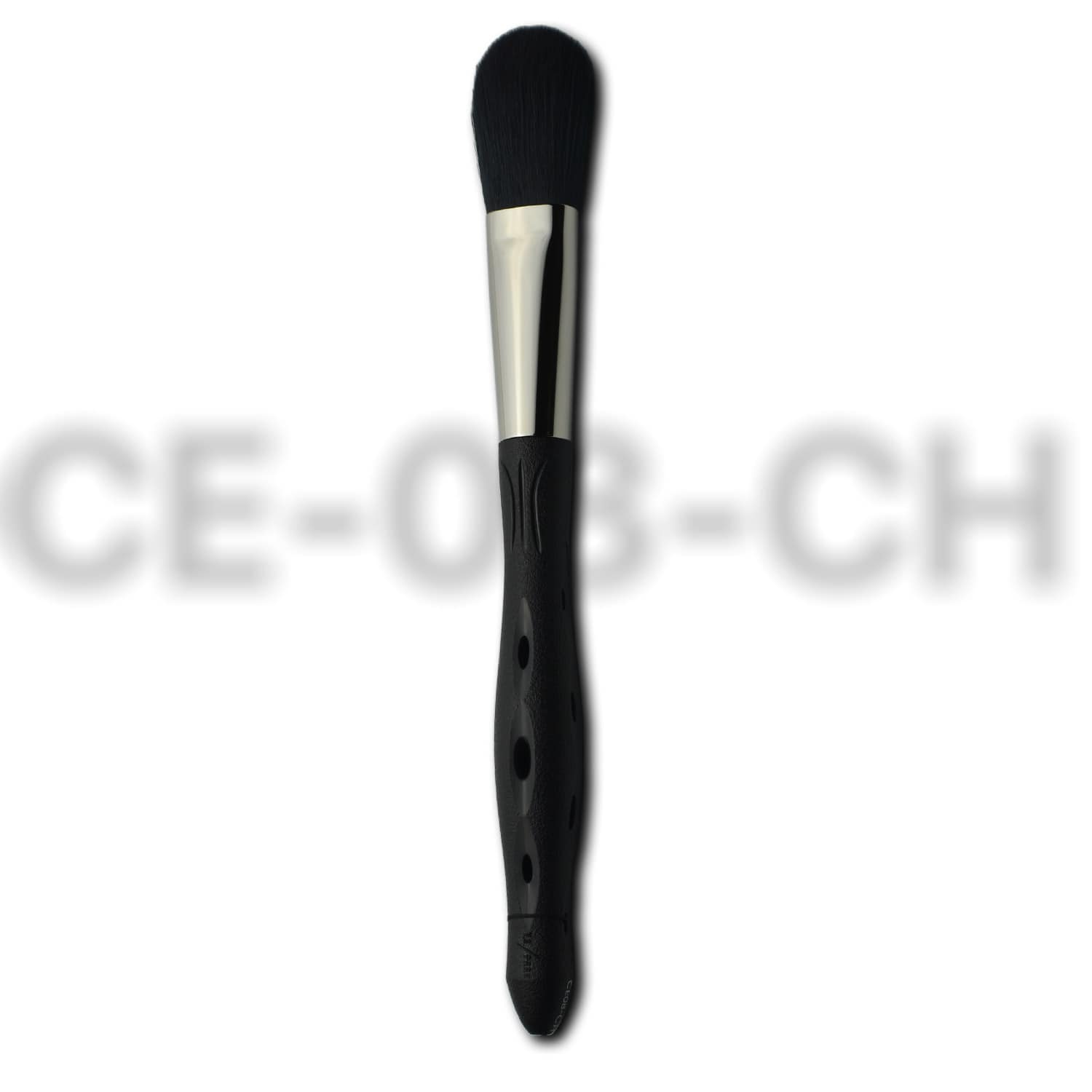 Pinceau de maquillage Y.S.PARK CE-08-CH avec manche noir ergonomique et tête arrondie en poils noirs, idéal pour l’application de fond de teint, de poudre ou de blush avec précision et douceur.