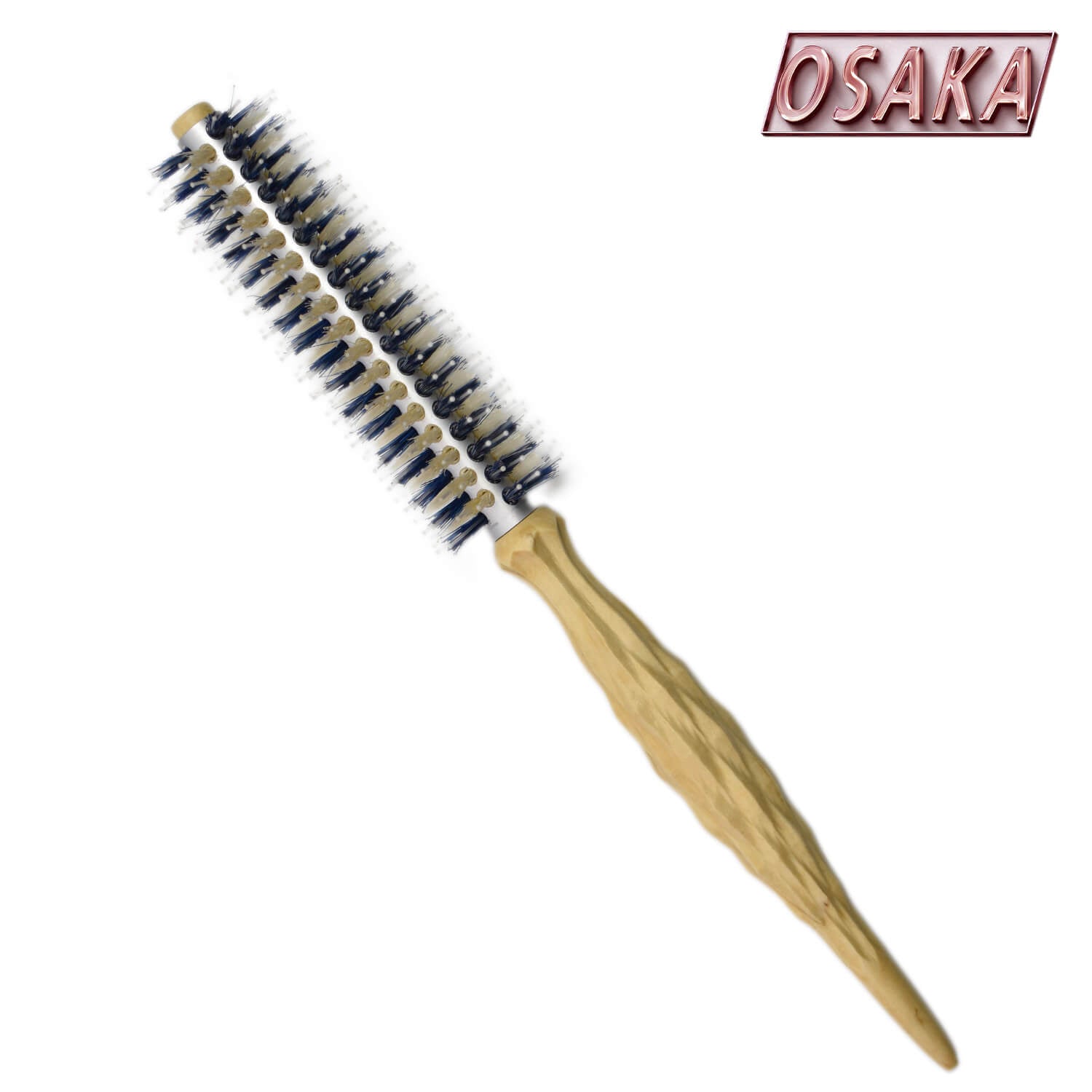 brosse ronde osaka kara en poil de sanglier bleu et poils nylon mixtes 