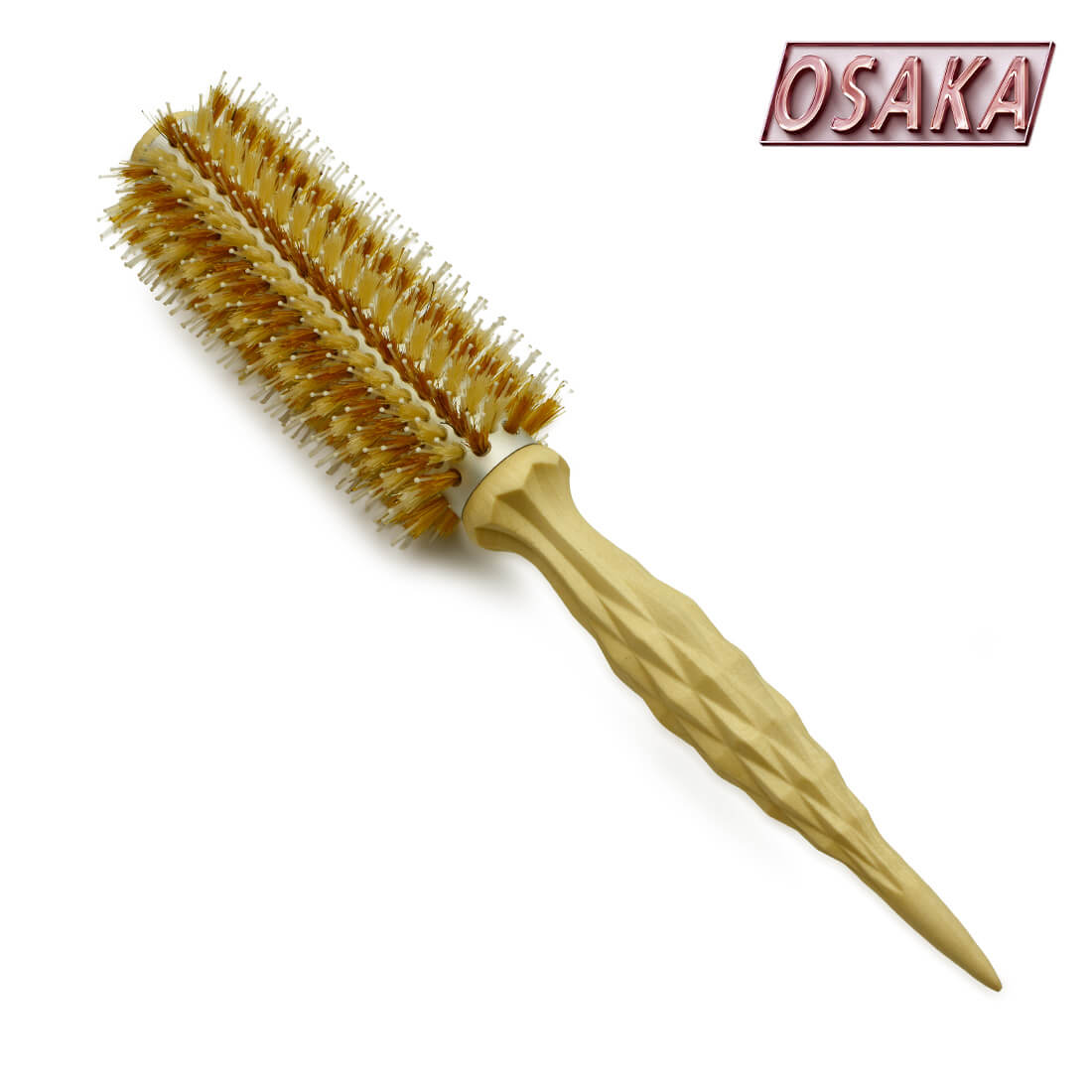 brosse ronde osaka kara en poil de sanglier jaune et poils nylon mixtes 