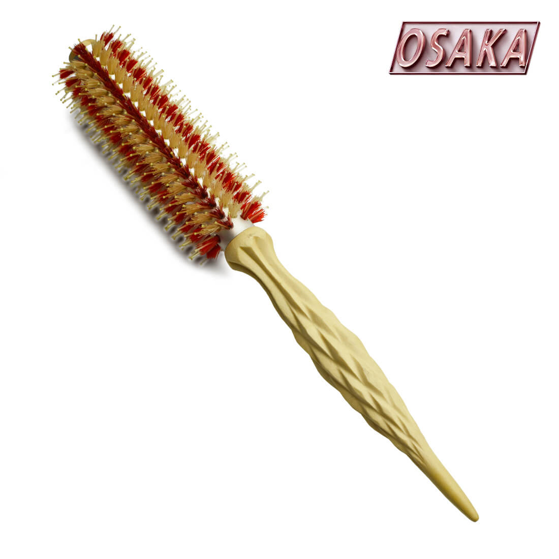 brosse ronde osaka kara en poil de sanglier rouge et poils nylon mixtes 