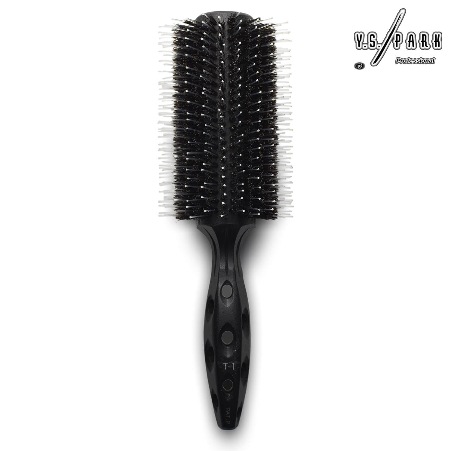 brosse yspark noir en poils de sanglier et nylon tiger t1 pour brushing and lissage de cheveux 