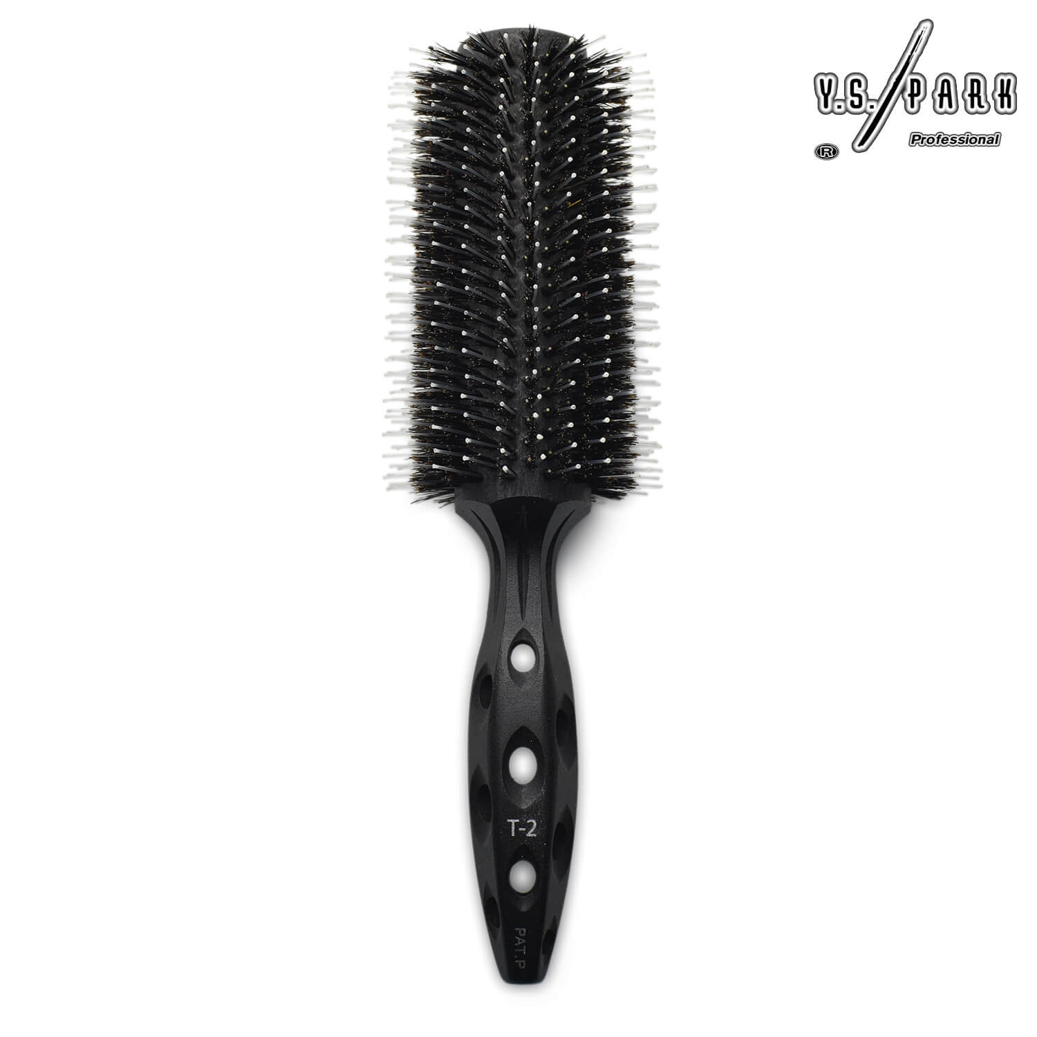 brosse yspark noir en poils de sanglier et nylon tiger t2 pour brushing and lissage de cheveux 
