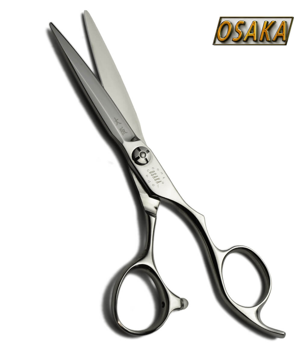 Ciseaux de coiffure OSAKA CLX, vue sur le design ergonomique et la finition satinée, conçus pour la coupe de précision en salon.