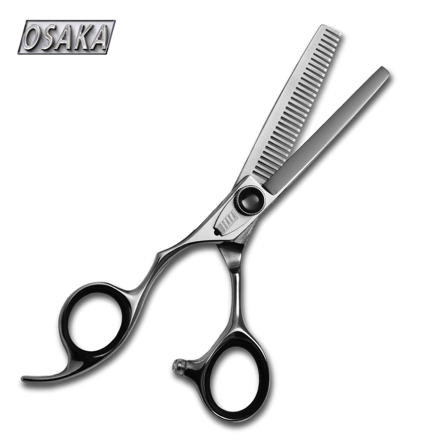 ciseaux osaka gaucher sculpteurs TAL30 doté de 30 dents droites permettant un ratio de coupe de 30% des cheveux à chaque passage. Le manche avec un anneau du pouce recourbé et cambré permet un meilleur maintien lors de la coupe. 