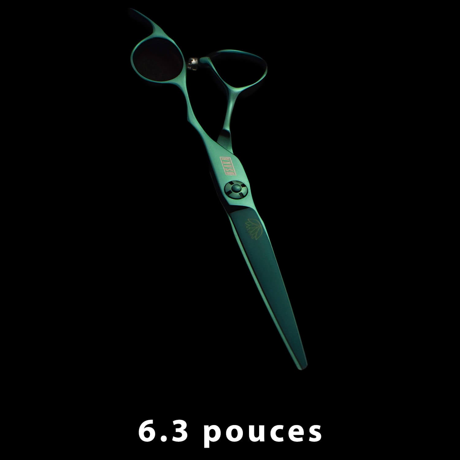 Ciseaux de coiffure OSAKA SUIREN droits 5,8 pouces, finition verte, pour coupe droite et maniabilité optimale en salon.